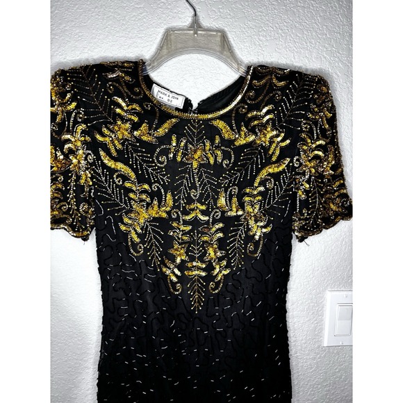 VTG Mark & John By B2 Dress 100% Silk, Keyhole Back, Sequins & Beaded Cocktail M - Picture 2 of 15